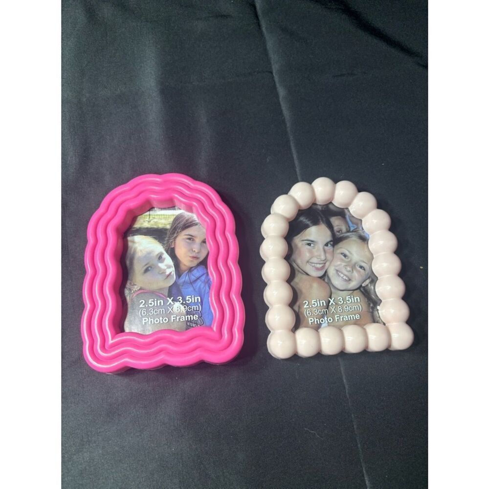 New Set of 2 Small Decorative Photo Frames - Pink & Light Pink